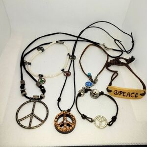 Girls  Peace Sign Jewelry Lot 6 Pc